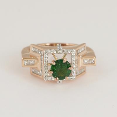 Bague en or rose grenat tsavorite et diamant 2