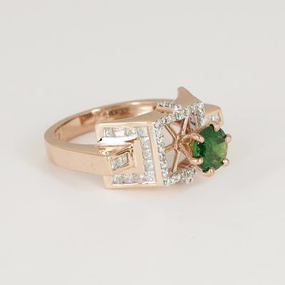 Bague en or rose grenat tsavorite et diamant 2