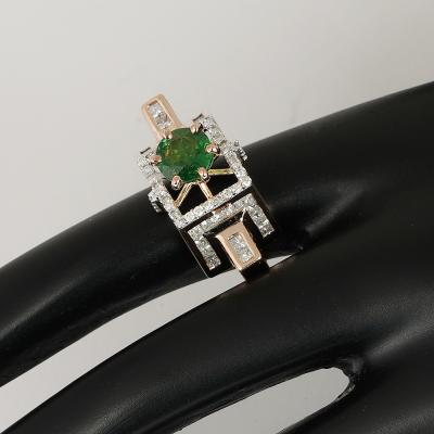 Bague en or rose grenat tsavorite et diamant 2