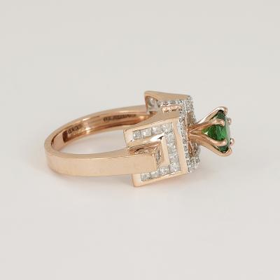 Bague en or rose grenat tsavorite et diamant 2