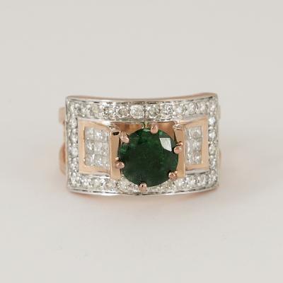 Bague en or rose grenat tsavorite et diamant 2