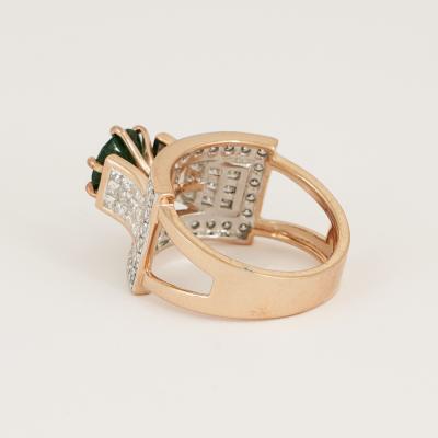 Bague en or rose grenat tsavorite et diamant 2