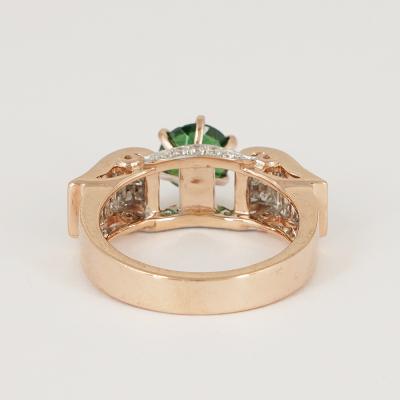 Bague en or rose grenat tsavorite et diamant 2