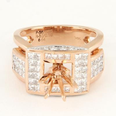 Bague Diamant Or Rose - Pierre centrale non montée 2
