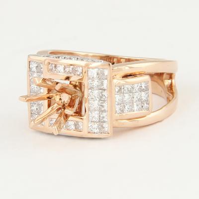 Bague Diamant Or Rose - Pierre centrale non montée 2