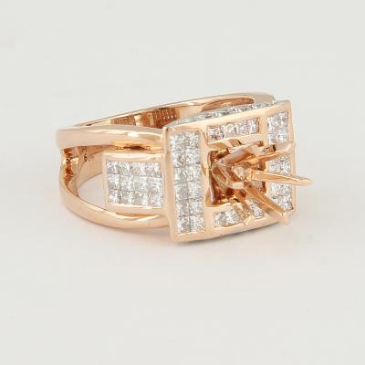 Bague Diamant Or Rose - Pierre centrale non montée 2