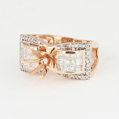 Bague Diamant Or Rose - Pierre centrale non montée 2