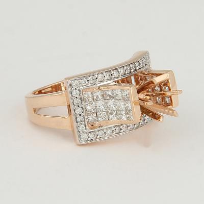 Bague Diamant Or Rose - Pierre centrale non montée 2