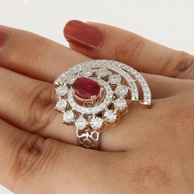White Gold & Rose Gold Ruby & Diamond Ring 2