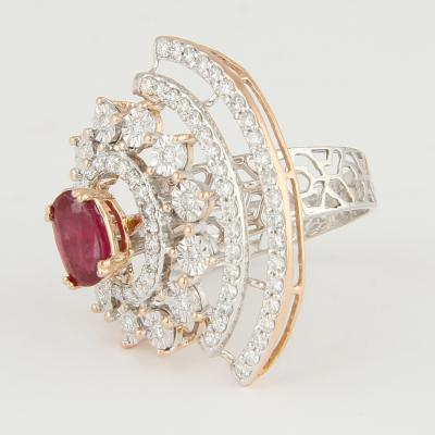 White Gold & Rose Gold Ruby & Diamond Ring 2
