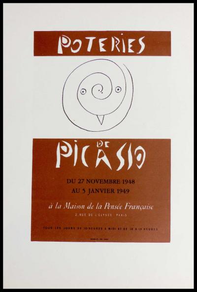 Pablo PICASSO (d’après) - Poteries de Picasso à la maison de la pensée Française, 1959 - Lithographie 2