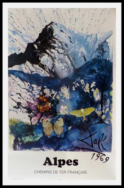 Salvador DALÍ - Alpes, Chemins de fer français, 1969 - Affiche 2