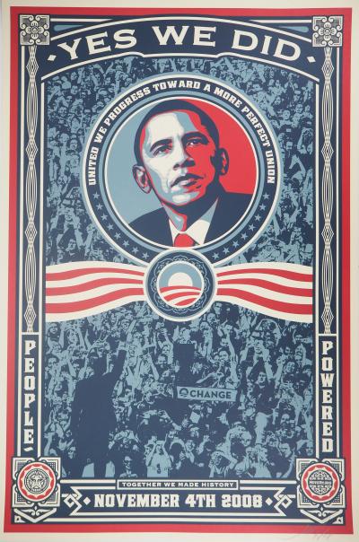Shepard Fairey : Obama, YES WE DID - Sérigraphie signée 2