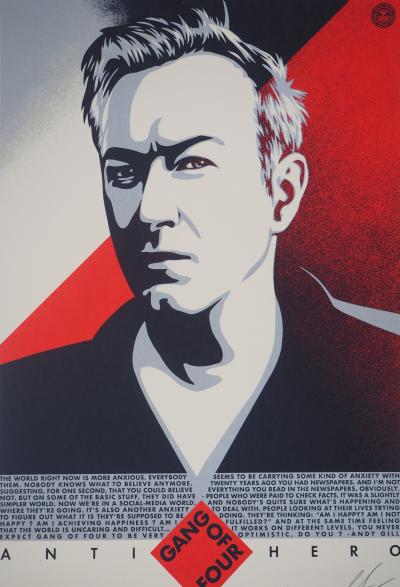 Shepard FAIREY (OBEY) : Andy Gill, Anti Hero Red Edition - Sérigraphie originale signée 2
