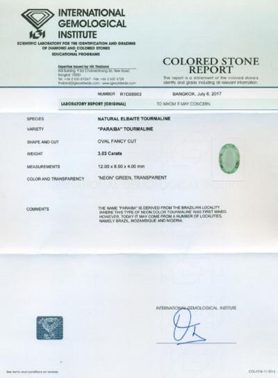 3,03 ct. Tourmaline Paraiba «Vert Néon» 2