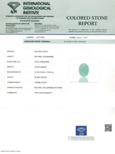 139,36 ct. Bleu vert 2