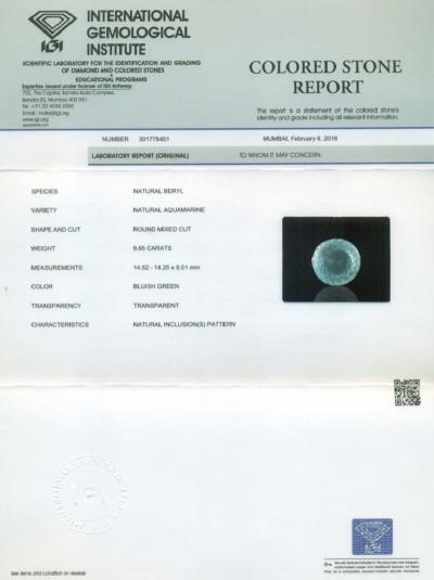 9,65 ct. Aigue-marine vert bleuâtre 2