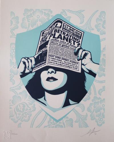 Shepard FAIREY (Obey) - Global Warning Letterpress, 2016 - Sérigraphie signée au crayon 2