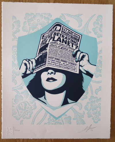 Shepard FAIREY (Obey) - Global Warning Letterpress, 2016 - Sérigraphie signée au crayon 2