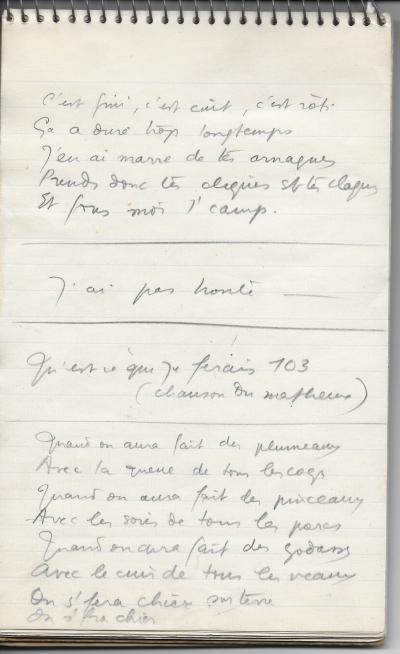 Boris VIAN - Carnet chansons 2