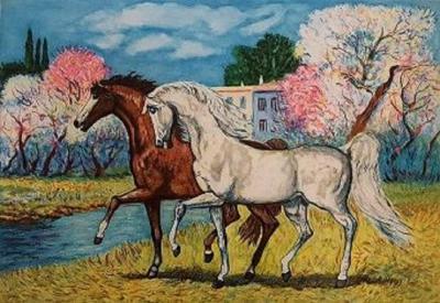 Giovan Francesco GONZAGA - Horses in the spring - Hand signed etching 2