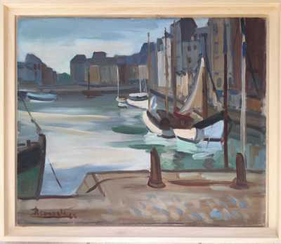 Joseph REMACLE - Bateaux à quai, 1962 - Huile sur toile signée 2