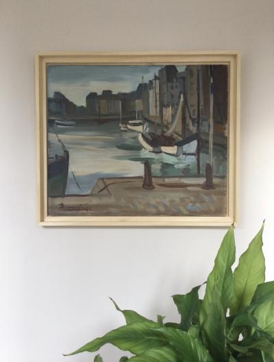 Joseph REMACLE - Bateaux à quai, 1962 - Huile sur toile signée 2