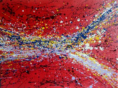 HAYVON - RED impacts , 2020 - Acrylique sur toile 2