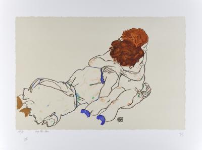 Egon SCHIELE (d’après) - L’envol, 1917 (Mutter mit kind / Mother and child) - Lithographie numérotée 2