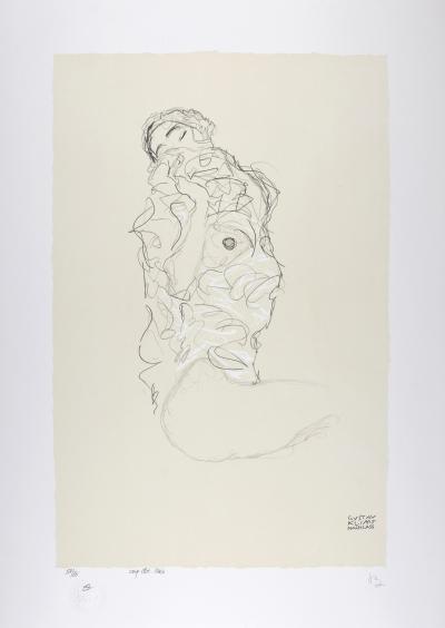 Gustav KLIMT (después) - La muchacha de los ojos cerrados, 1917 - Estudio para "La novia". - Litografía numerada 2