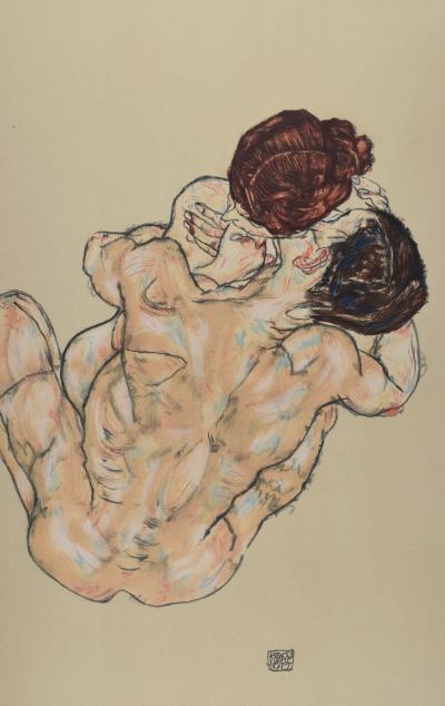 Egon SCHIELE (d’après) - Lovers (Mann und frau, umarmung) - Lithographie 2