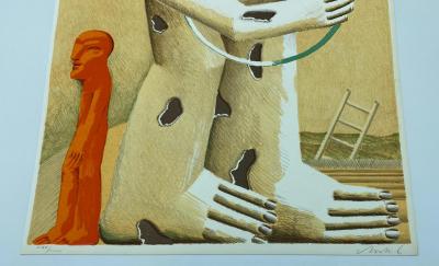 Horst ANTES - Gefleckte Figur mit Reif, kleiner Figur und Leiter, 1982 - Lithographie signée au crayon 2