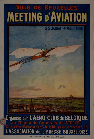 Meeting d'Aviation Ville de Bruxelles, 1910 - Affiche lithographique 2