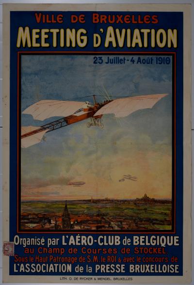 Meeting d'Aviation Ville de Bruxelles, 1910 - Affiche lithographique 2