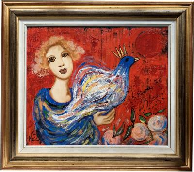 Simon KEITEL - L’oiseau bleu - Huile sur toile signée 2