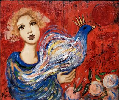 Simon KEITEL - L’oiseau bleu - Huile sur toile signée 2