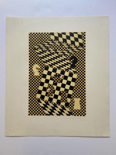 Victor VASARELY - L’Échiquier, 1935 - Lithographie signée au crayon 2