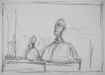 Alberto GIACOMETTI (nachher) - Büste im Atelier, 2014 - Signierte Lithografie 2