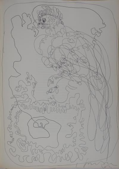 Lucio FONTANA : Homme et perroquet, 1964  - Lithographie Signée 2