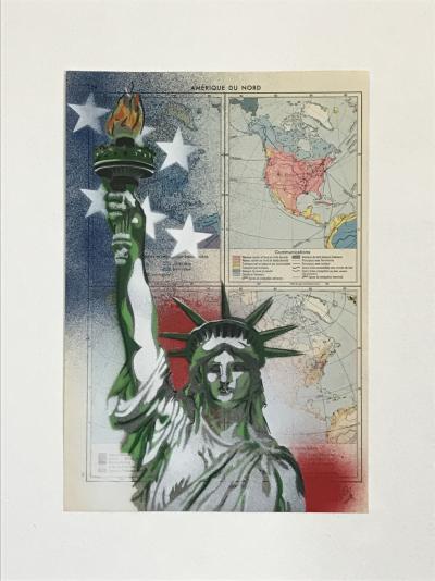 Christophe STOUVENEL - Carte Amérique du Nord, 2020 II - Pochoir sur carte 2
