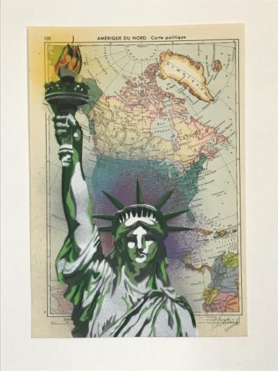 Christophe STOUVENEL - Carte Amérique du Nord, 2020 - Pochoir sur carte 2