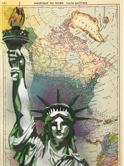 Christophe STOUVENEL - Carte Amérique du Nord, 2020 - Pochoir sur carte 2