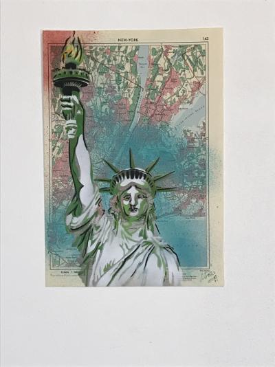 Christophe STOUVENEL - Carte New York, 2020 - Pochoir sur carte 2