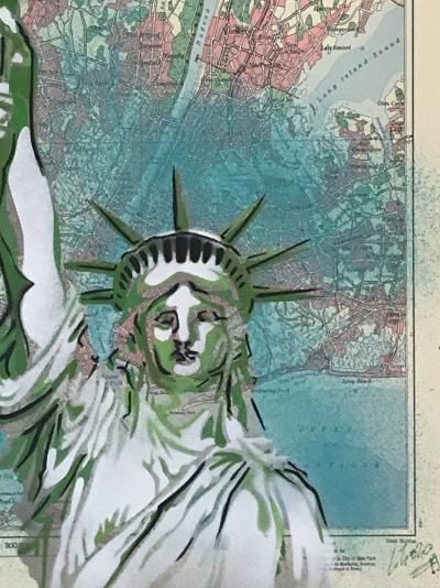 Christophe STOUVENEL - Carte New York, 2020 - Pochoir sur carte 2
