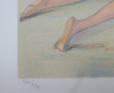 Jacques LALANDE - Sur la plage -Lithographie signée au crayon 2