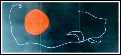 Joan MIRO - Composition Tache rouge sur fond noir, 1961 - Lithographie originale 2