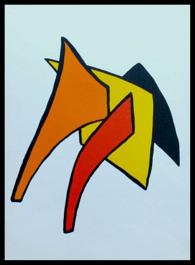 Alexander CALDER - Lune jaune et porc qui pique, 1963 - Lithographie originale 2