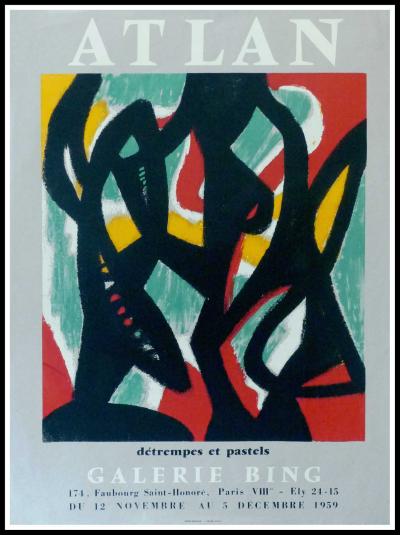 Jean-Michel ATLAN  - Détrempes et pastels Galerie BING, 1959 - Affiche lithographique originale 2