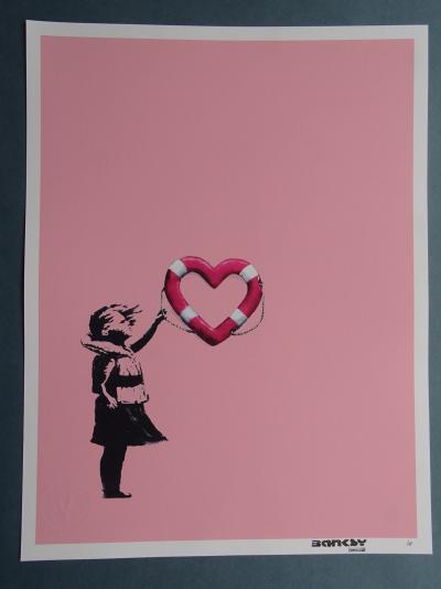 Banksy x Post Modern Vandal - Girl With Heart Shaped Float, 2021 - Imprimé pigmentaire