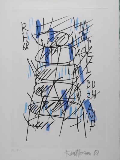 Raoul HAUSMANN - Marcel Duchamp, 1971 - Aquatinte signée à la main 2